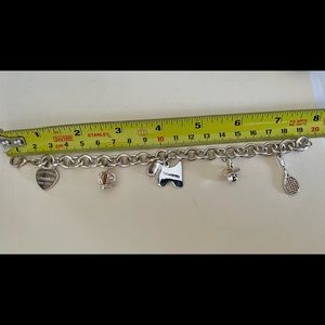 925 Sterling Silver Charm Bracelet w/5 Tiffany & Co Charms